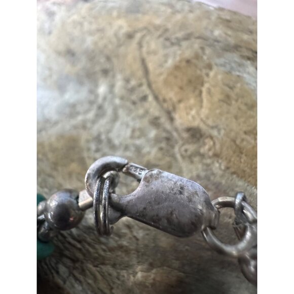 Three-Strand Turquoise Chip Necklace With Silver Clasp - Picture 6 of 6